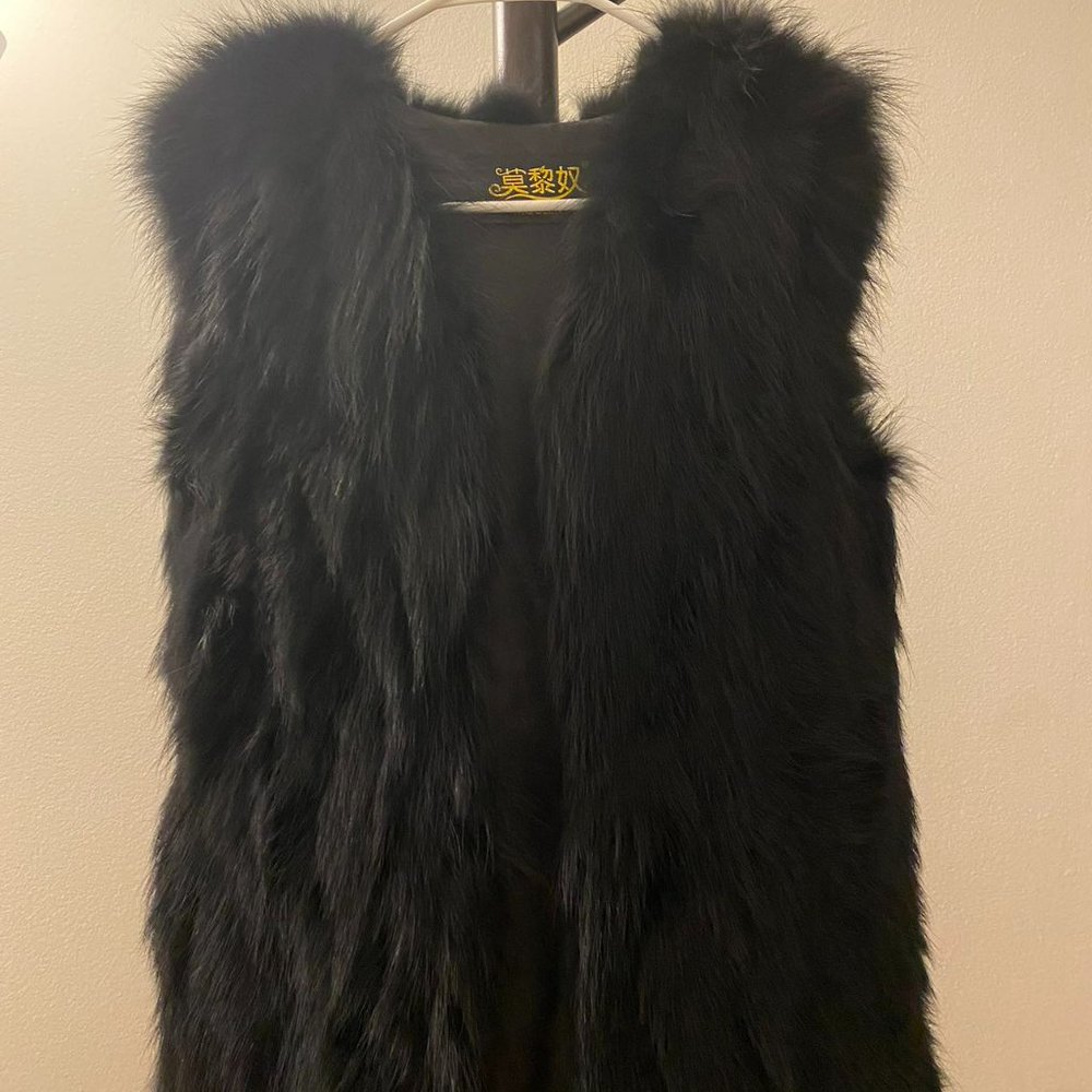 Black Faux Fur Vest Jacket
